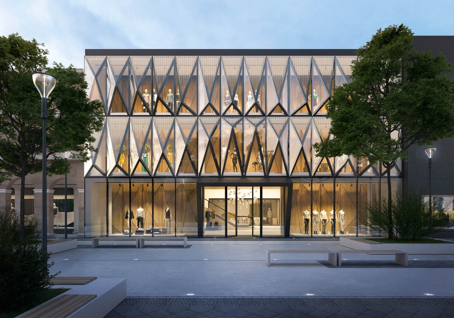 Parametric dark Shopping Facade 