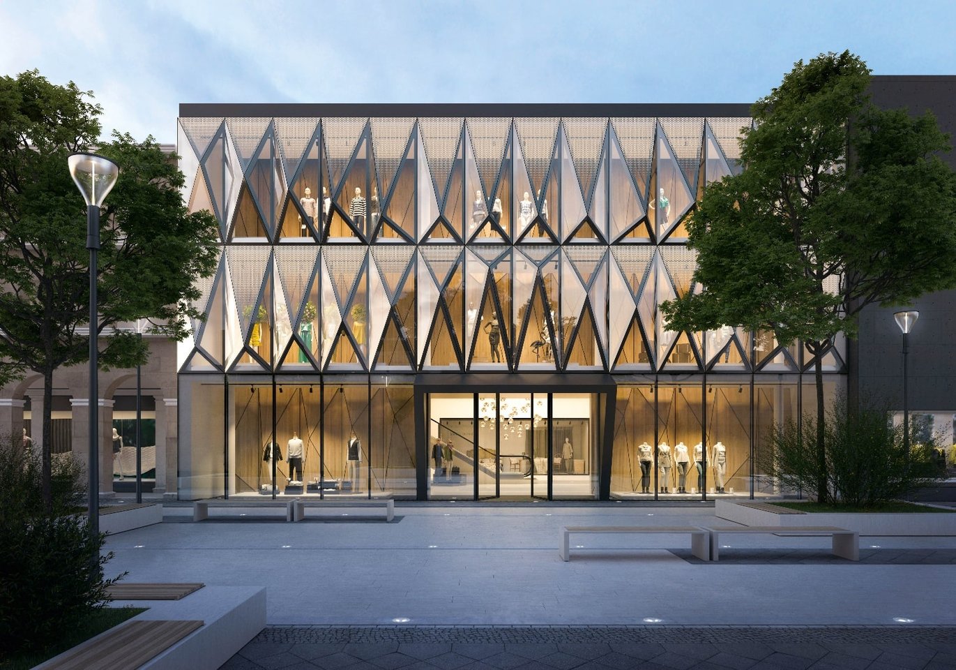 Parametric dark Shopping Facade 