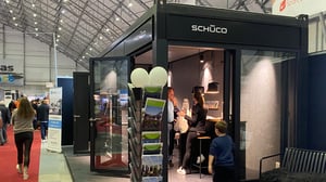 Schüco messestand med egen pop-up container