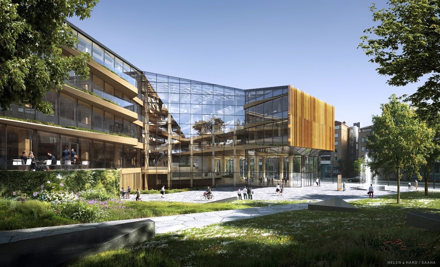 Glassfasader og trematerialer rendering